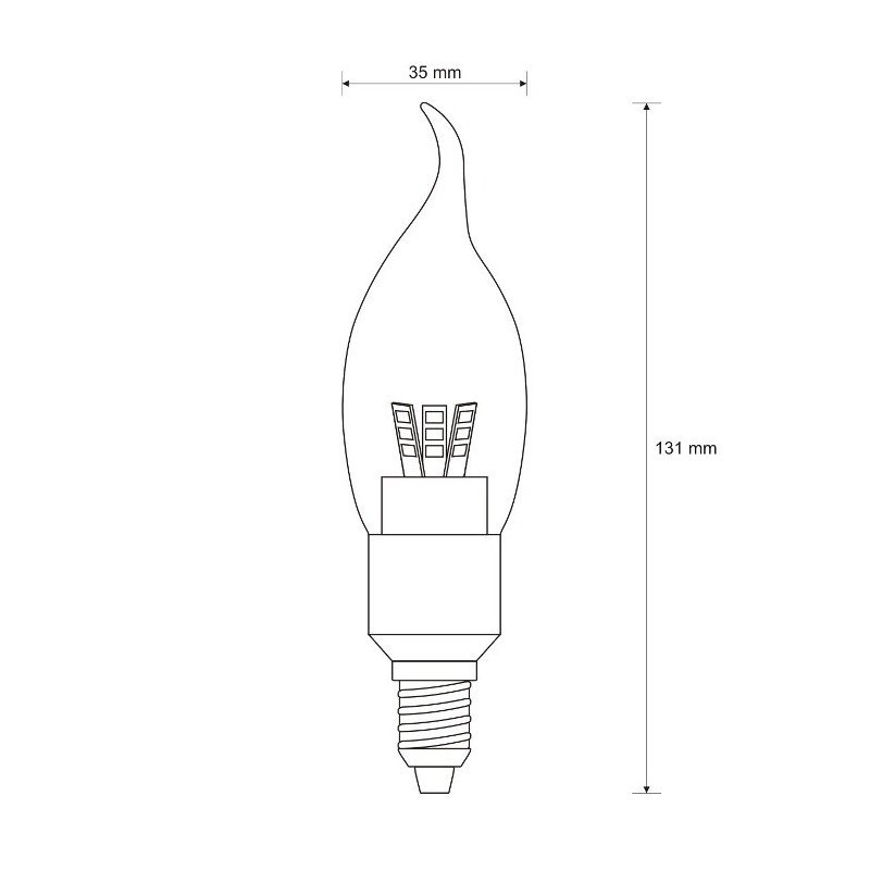 LED žárovka ART, průhledná svíčka, E14, 4,5 W, 320 lm, teplá barva