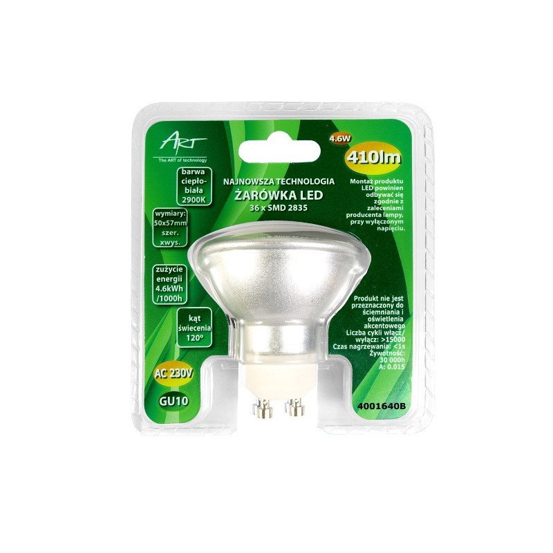 LED žárovka ART, GU10, 4,6 W, 410 lm, teplá barva