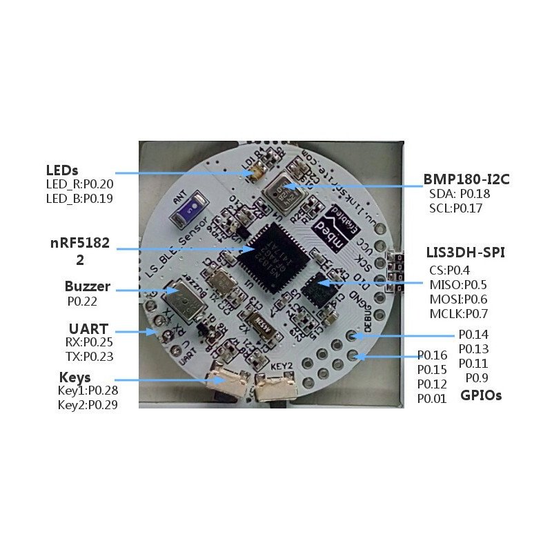 LinkSprite - Mbed BLE Sensors Tag - vývojová deska s Bluetooth 4.0 BLE