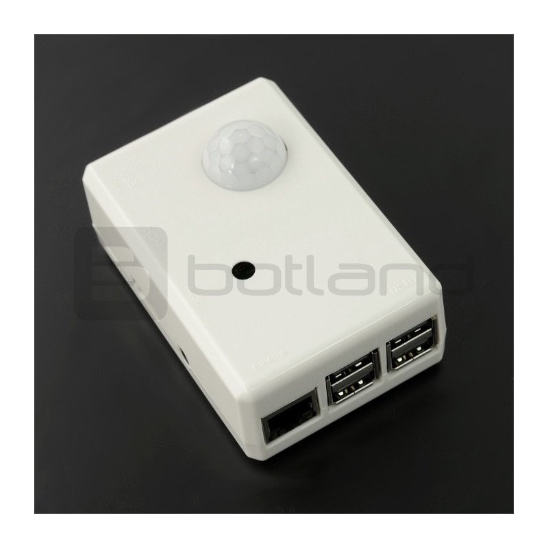 Bílé pouzdro pro RaspberryPi, kameru a snímač pohybu PIR SPI-BOX