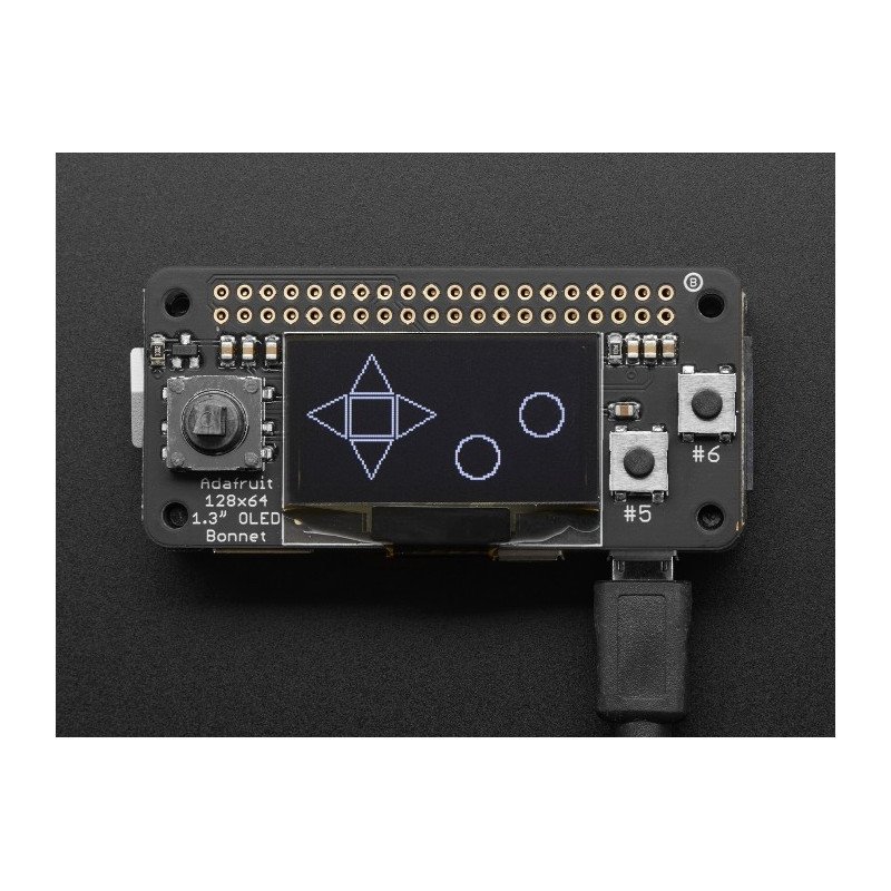 Adafruit Bonnet - 128x64px OLED displej s joystickem a tlačítky pro Raspberry Pi