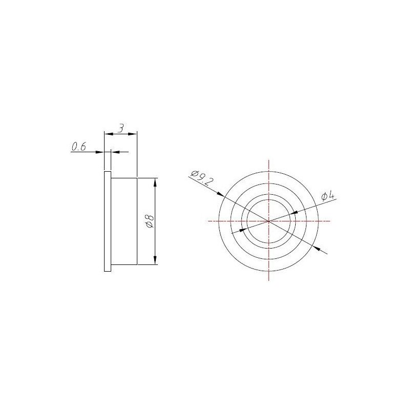 MakeBlock - Přírubové ložisko 4x8x3mm - 10ks