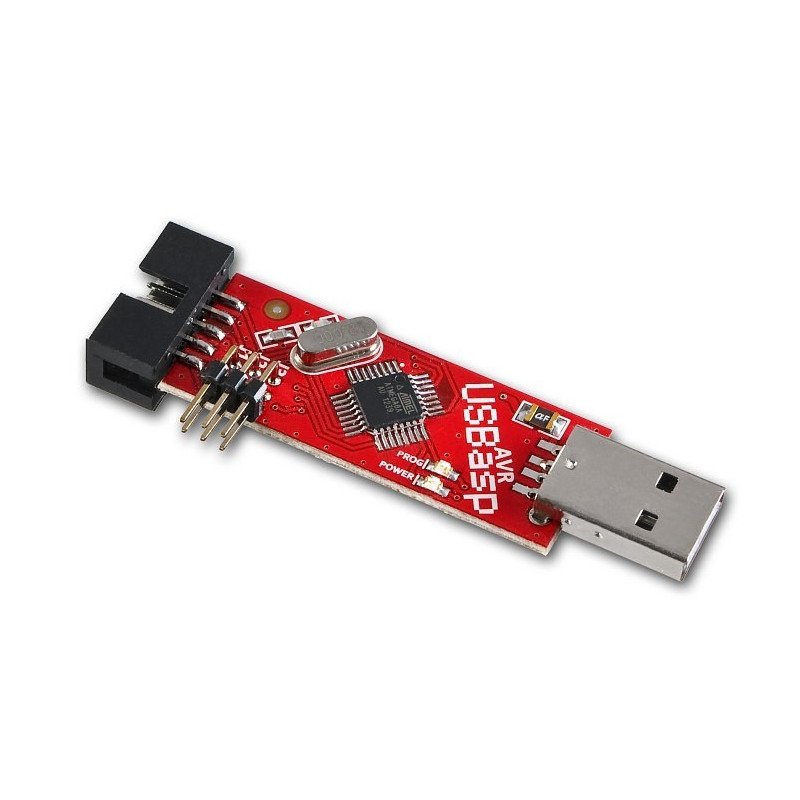 Programátor AVR kompatibilní s páskou USBasp ISP + IDC - červená