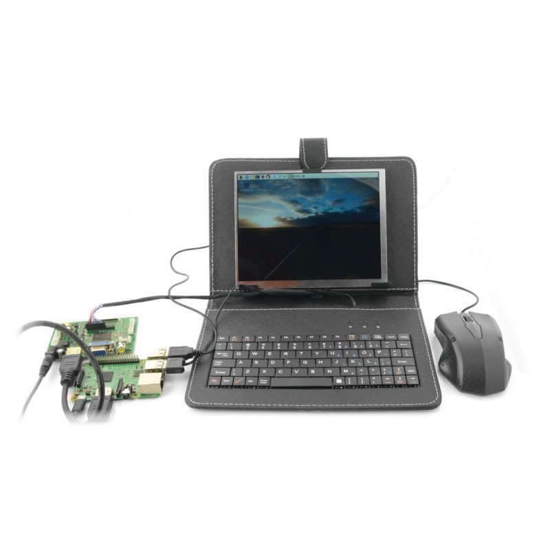 IPS LCD obrazovka 8 '' 1024x768px pro Raspberry Pi 3/2 / B + - pouzdro + klávesnice + myš + napájecí zdroj