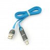 USB C + microUSB - kabel USB A - 1m modrý - zdjęcie 2