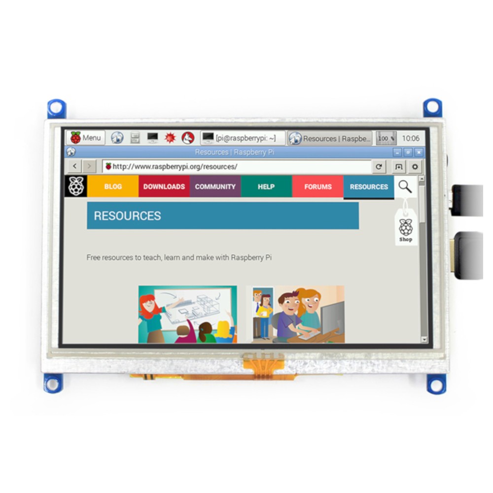 Dotykový displej G - rezistivní LCD TFT 5 '' 800x480px HDMI + USB pro Raspberry Pi 4B / 3B + / 3B / 2B / Zero - Waveshare 14447
