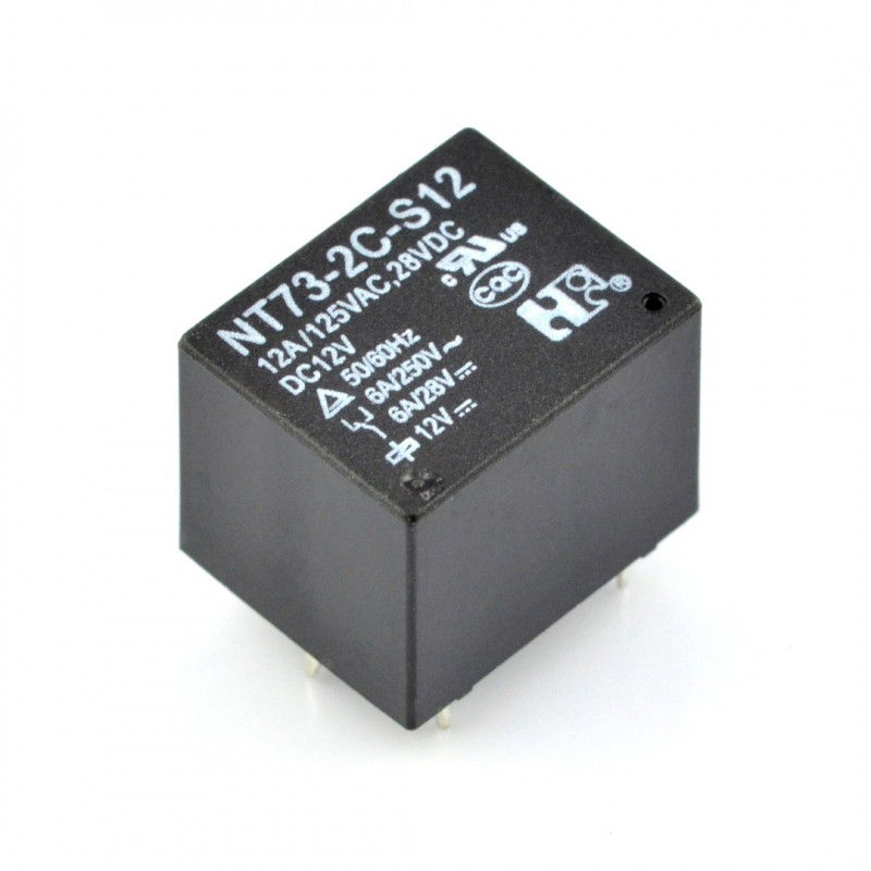 Relé NT73-2C-S12 - cívka 12V, kontakty 2x 12A/125VAC
