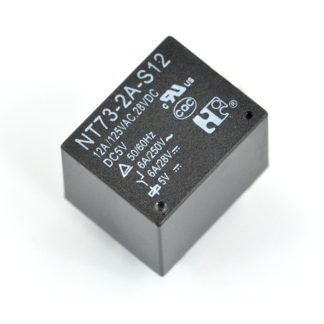 Relé NT73-2AS12-05 - 5V cívka, 2x 12A / 125VAC kontakty
