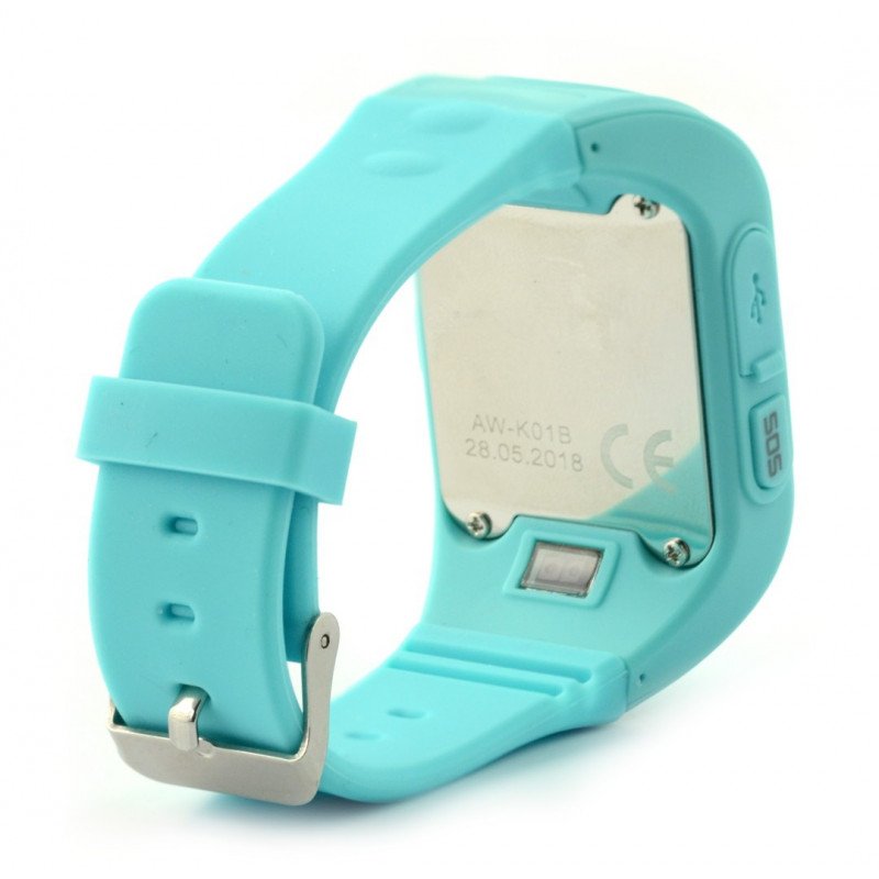 Dětské hodinky s GPS lokátorem AW-K01 - tyrkysové