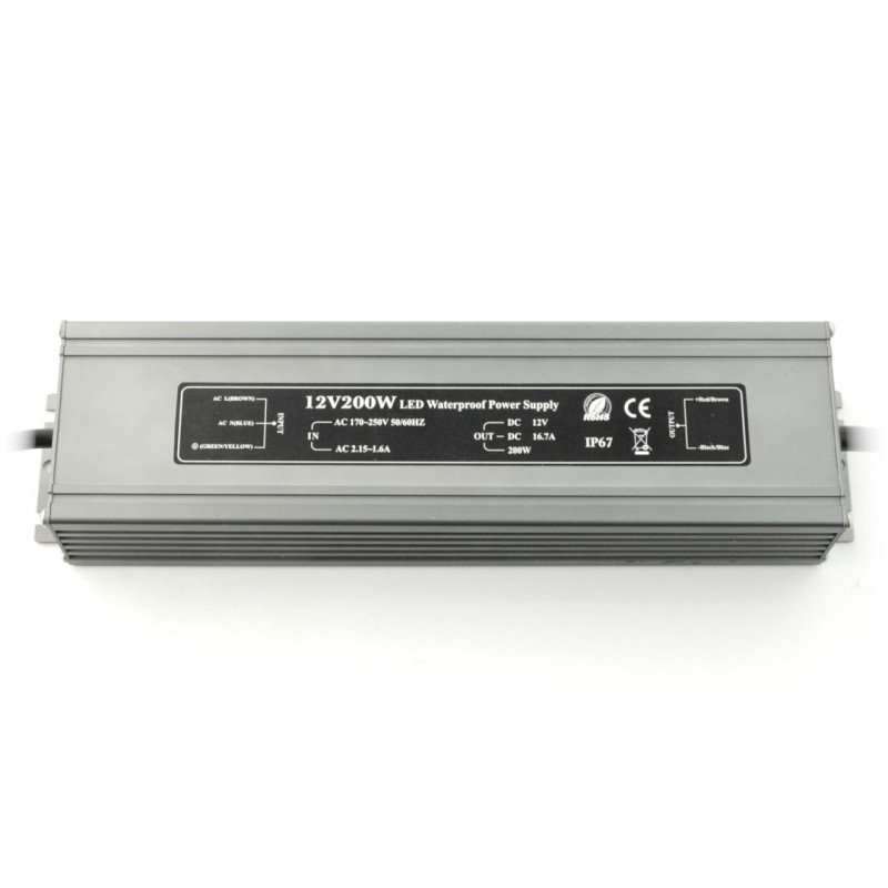 Napájecí zdroj pro LED pásky a pásky vodotěsné - 12V / 16,6A / 200W