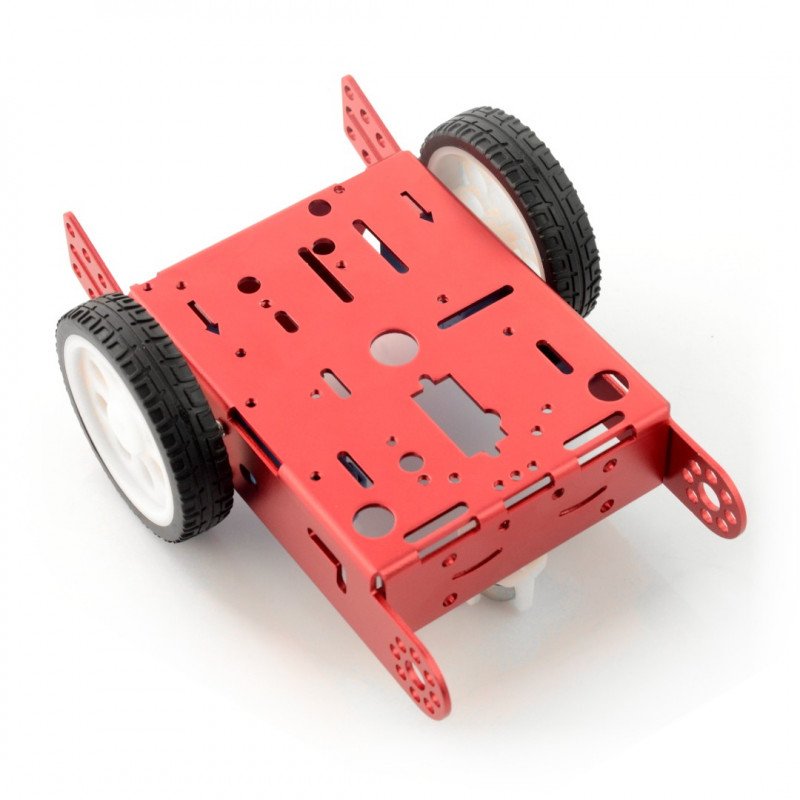 Červený podvozek 2WD 2kolový kovový robotický podvozek s motorovým pohonem