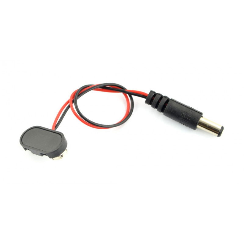 Adaptér DC 5,5 / 2,1 zástrčka - 6F22 zástrčka 9V baterie