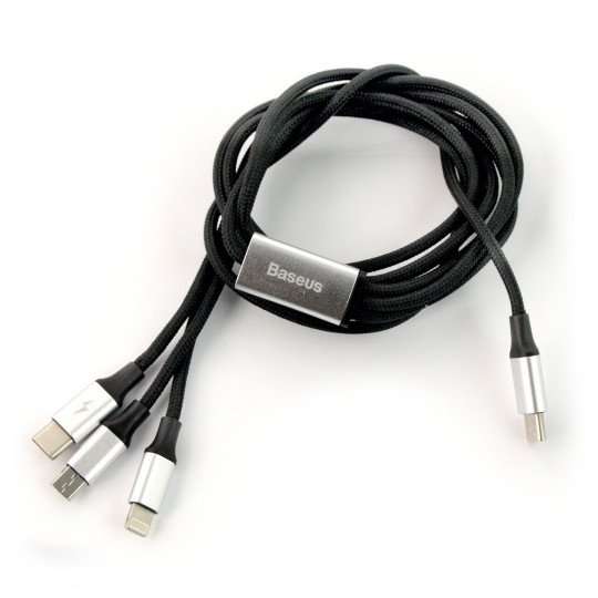 Baseus Rapid 3v1 kabel USB-C USB-C / microUSB / Lightning 1,2 m - černý