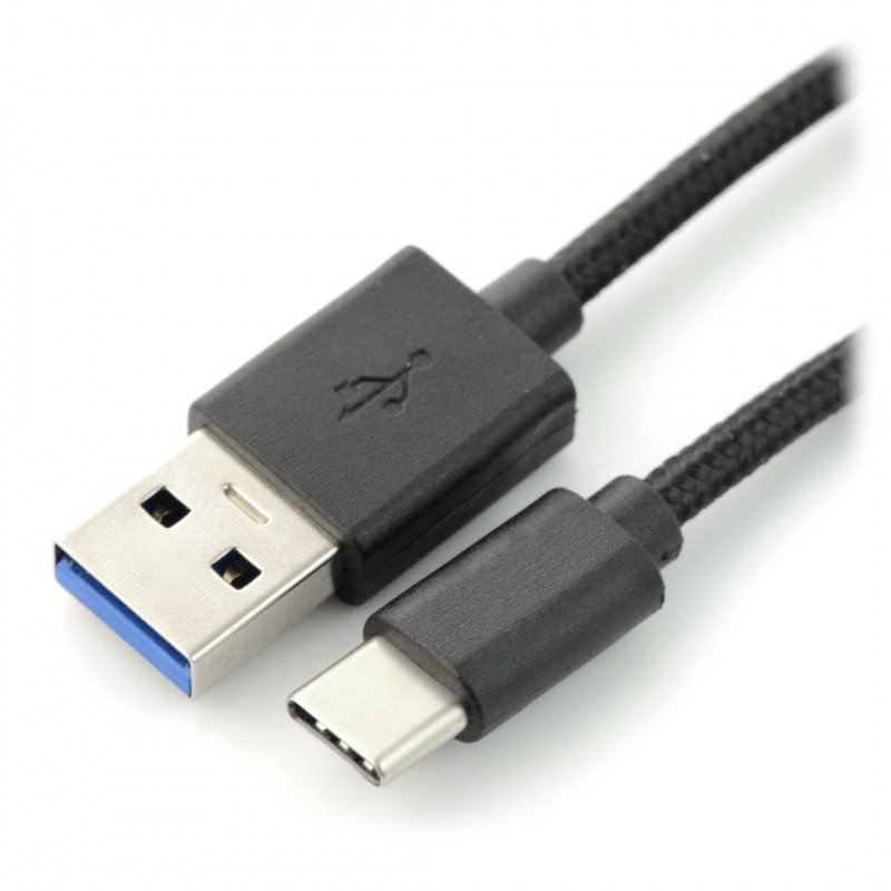 Kabel USB 3.0, typ C 1,5 m - černý oplet