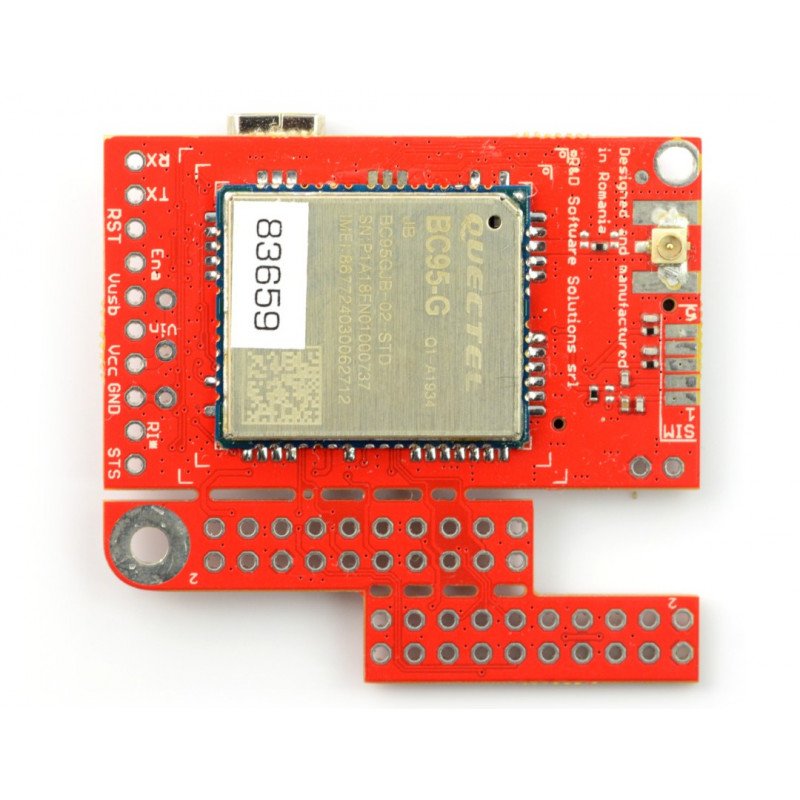 GSM LTE NB IoT modul - u-GSM štít v2.19 BC95G - pro Arduino a Raspberry Pi - u.FL konektor
