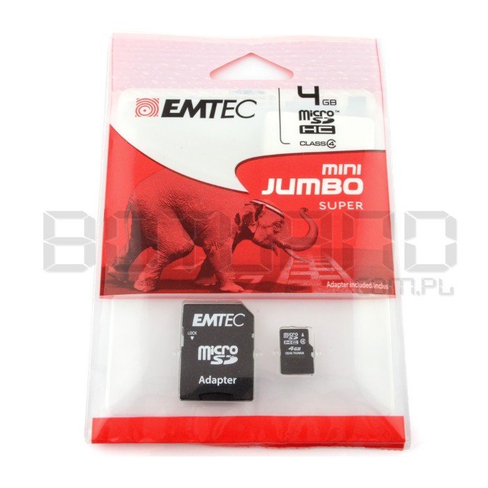 Paměťová karta EMTEC micro SD / SDHC 4 GB třídy 4 s adaptérem