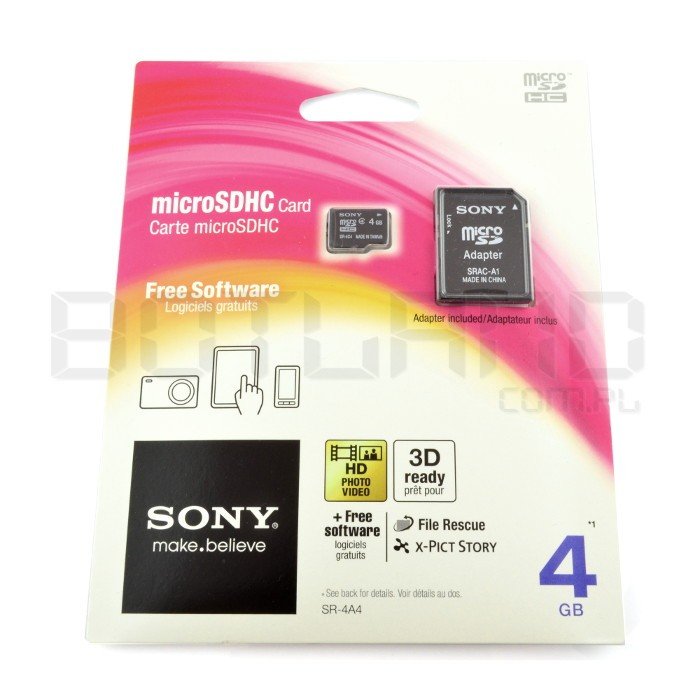 Paměťová karta microSD / SDHC SONY 4 GB třídy 4 s adaptérem