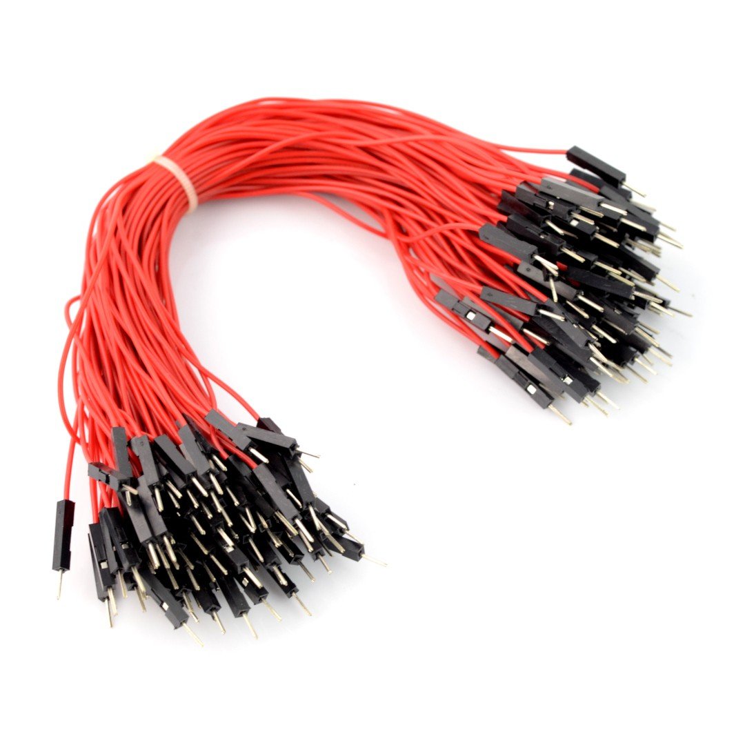Propojovací kabely zástrčka-zástrčka 20cm červená - 100ks