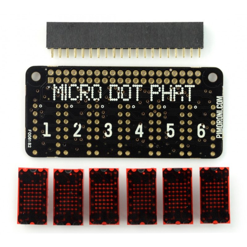 PiMoroni Micro Dot pHAT - 6místná matice LED 5x7 - překrytí pro Raspberry Pi - červená