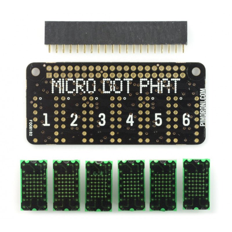 PiMoroni Micro Dot pHAT - 6 5x7 LED polí - překrytí pro Raspberry Pi - zelená