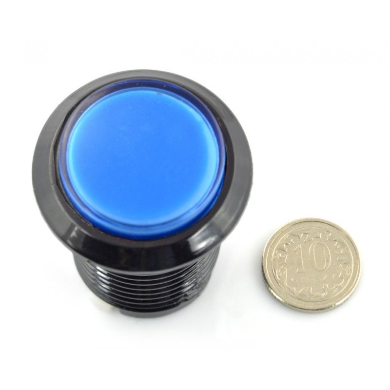 Arkádové tlačítko 3,3 cm - černé s modrým podsvícením