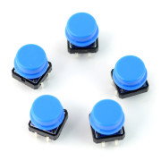Taktický spínač 12x12 mm s krytkou, kulatý - červený
