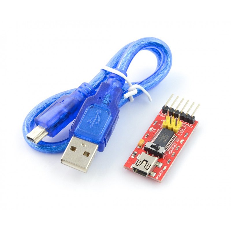 Převodník USB-UART FTDI FT232RL - miniUSB zásuvka + kabel USB