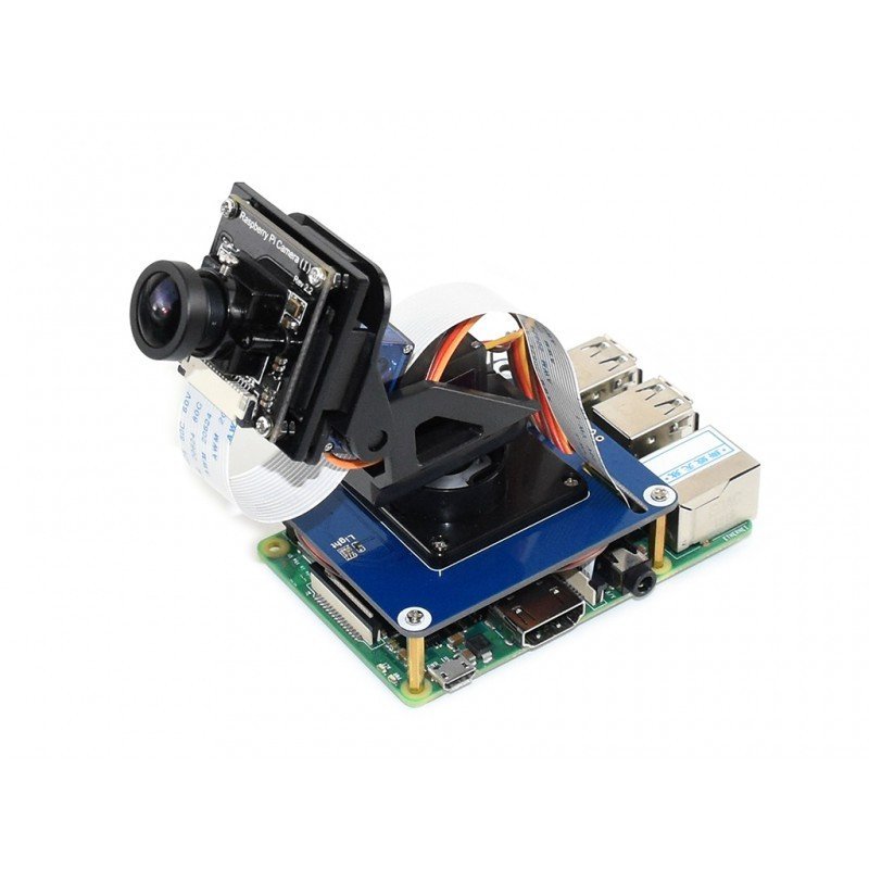 Pan-Tilt HAT - překrytí s držákem kamery pro Raspberry Pi