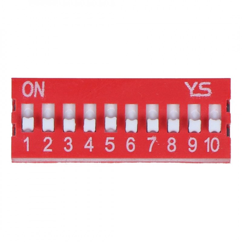 Przełącznik dip switch 10-polowy - czerwony
