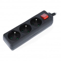 Lanberg power strip - černý 3x 230V s 1,5m vypínačem