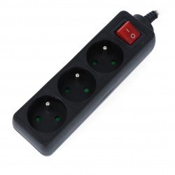 Lanberg power strip - černý 3x 230V s 3m vypínačem