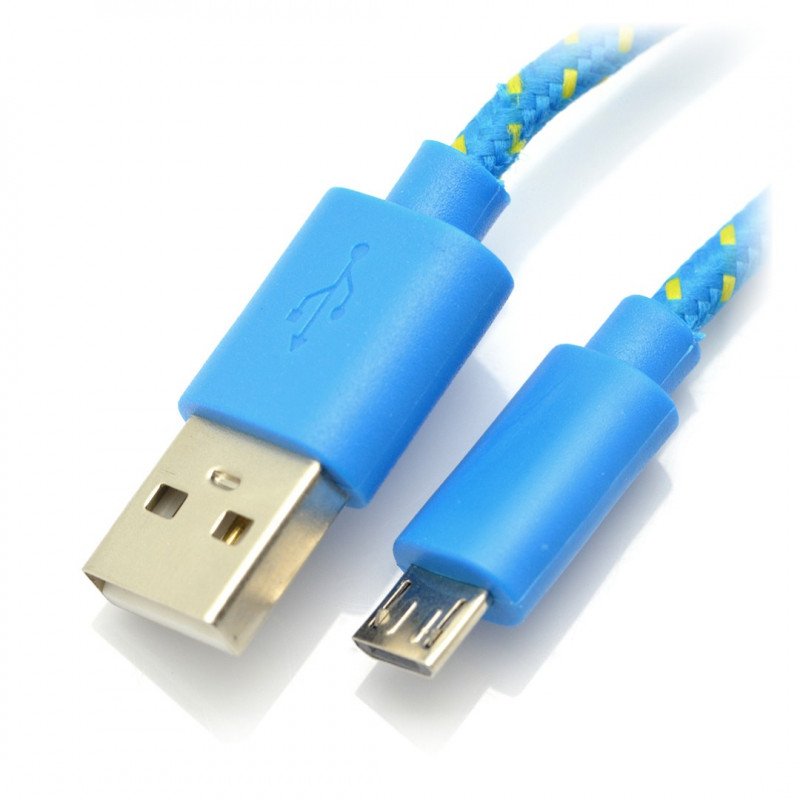 MicroUSB kabel B - A v modrém opletení EB175BY - 1m
