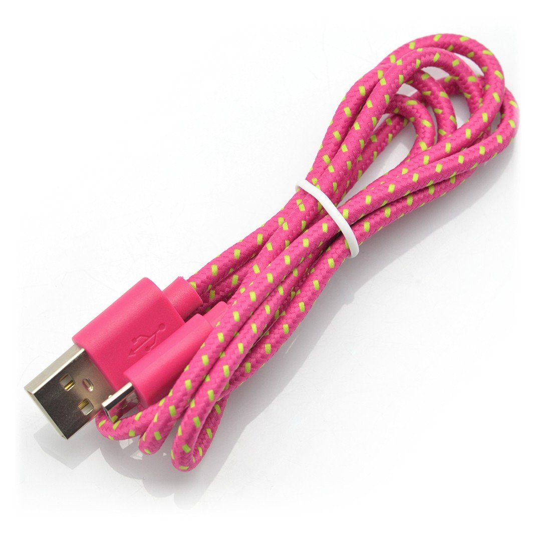 MicroUSB kabel B - A v růžovém opletení EB175PG - 1m