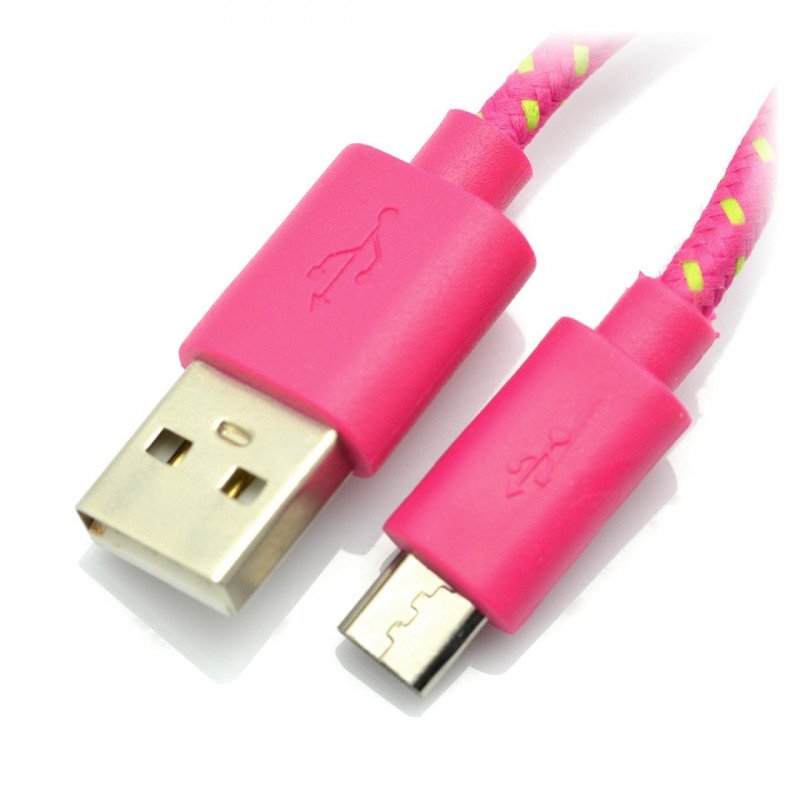 MicroUSB kabel B - A v růžovém opletení EB175PG - 1m
