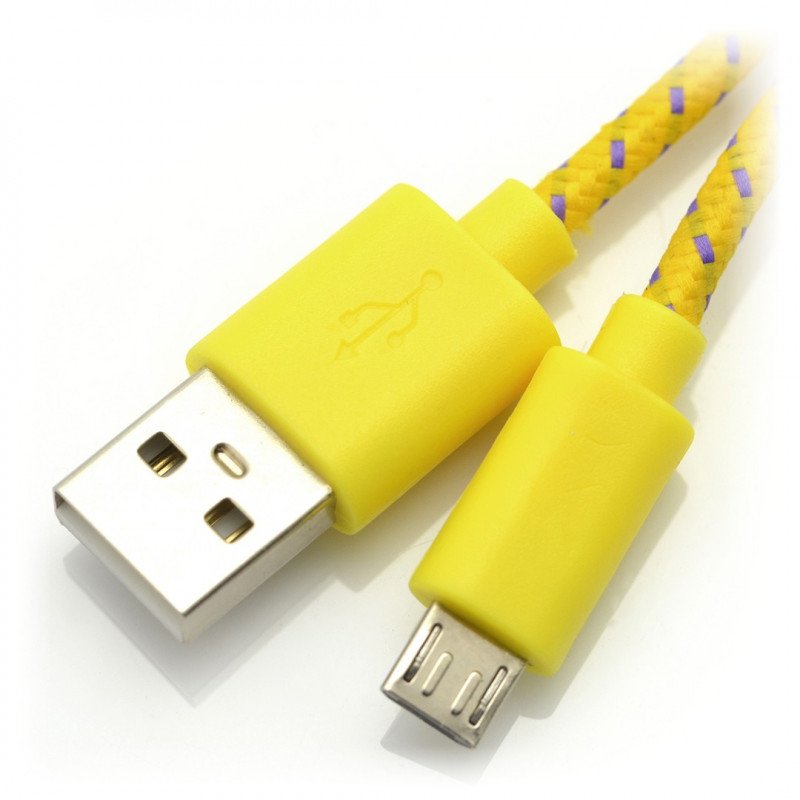 MicroUSB kabel B - A ve žlutém opletení EB175YK - 1m