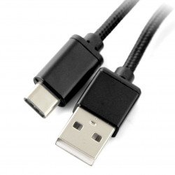 Kabel USB 2.0 typu A - USB 2.0 typu C - 1m černý s opletením