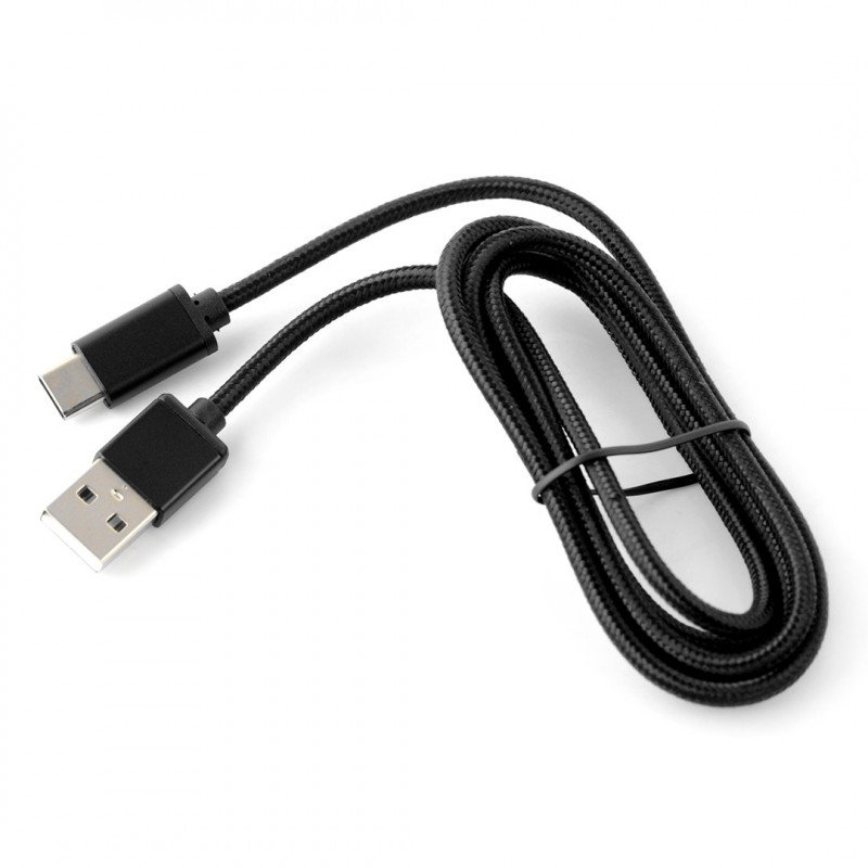 Kabel USB 2.0 typu A - USB 2.0 typu C - 1m černý s opletením