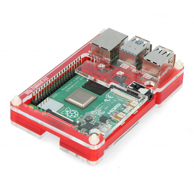 Pouzdro pro Raspberry Pi Model 4B Pibow Coupé 4 - červené