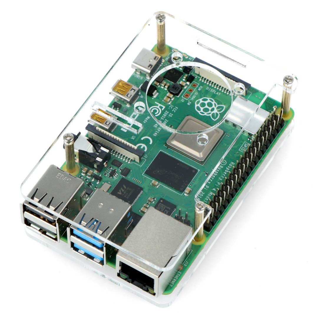 Pouzdro Raspberry Pi Model 4B / 3B + / 3B / 2B - transparentní otevřené LT-4B04