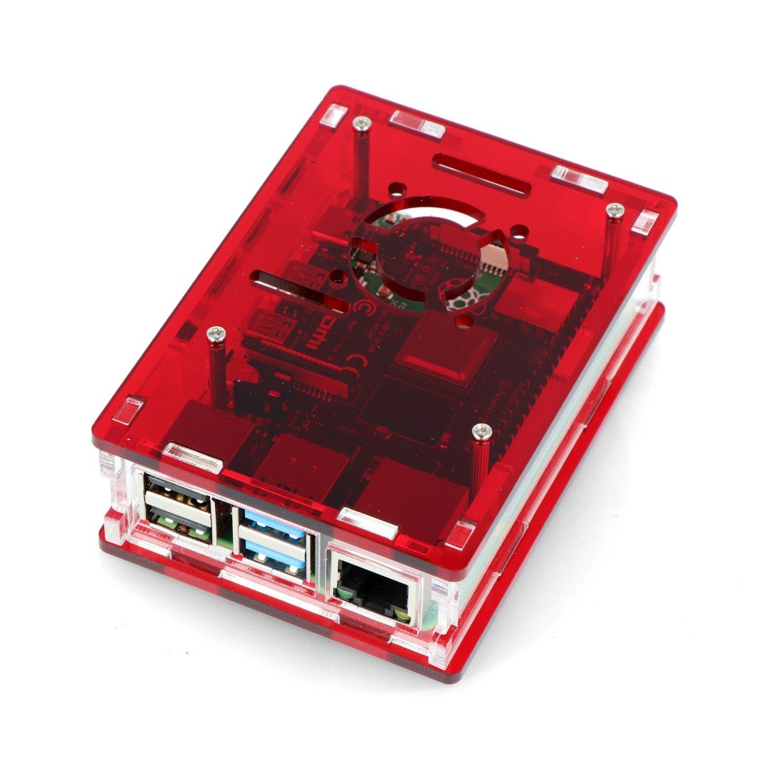 Pouzdro Raspberry Pi Model 4B - červené - LT-4B16