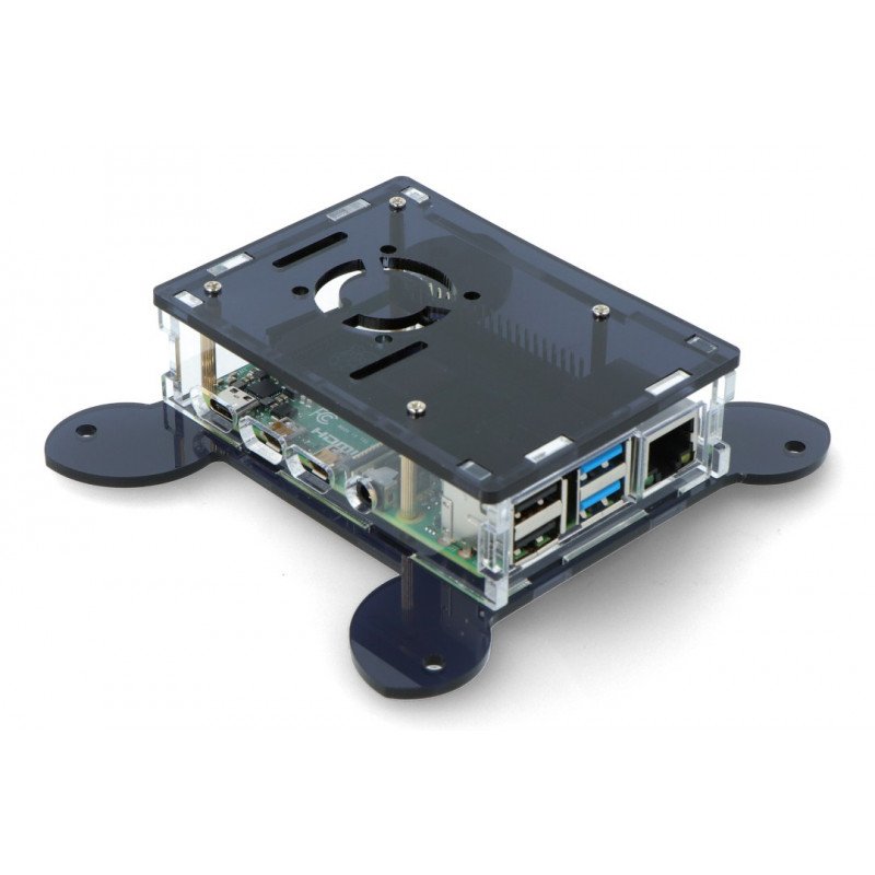 Pouzdro Raspberry Pi model 4B Vesa pro montáž monitoru - černé a průhledné - LT-4B17