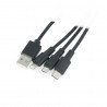Kabel Lanberg Combo 3v1 USB typu A - microUSB + blesk + USB typu C 2.0 černý PVC - 1,8 m - zdjęcie 1