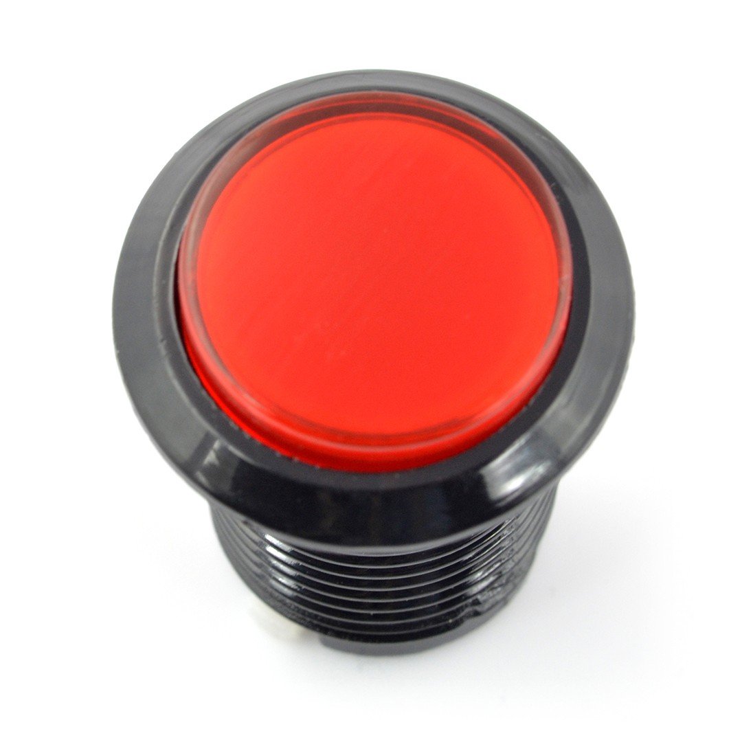 Arkádové tlačítko 3,3 cm - černé s červeným podsvícením