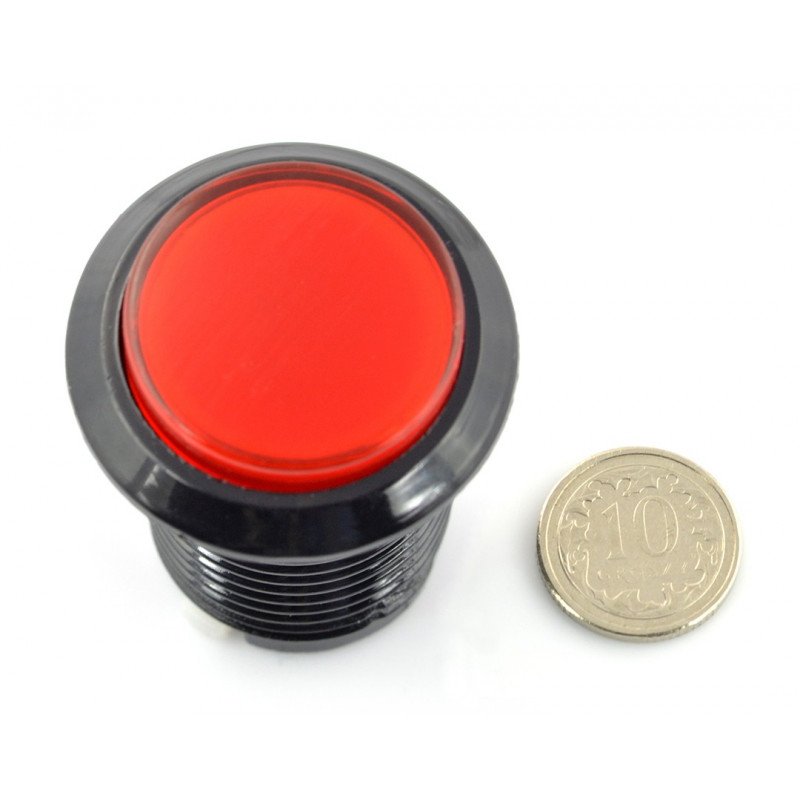 Arkádové tlačítko 3,3 cm - černé s červeným podsvícením