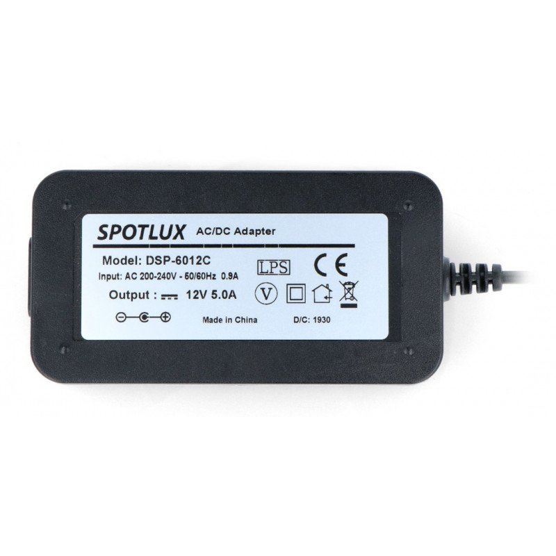 Spotlux DSP-6012C napájecí zdroj 12 V / 5A DC zástrčka 5,5 / 2,5 mm s drátem