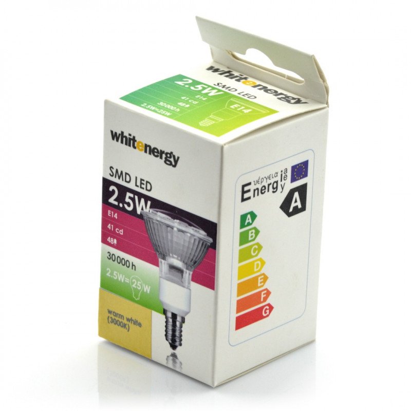 LED žárovka White Energy, E14, 2,5 W, 130, teplá barva