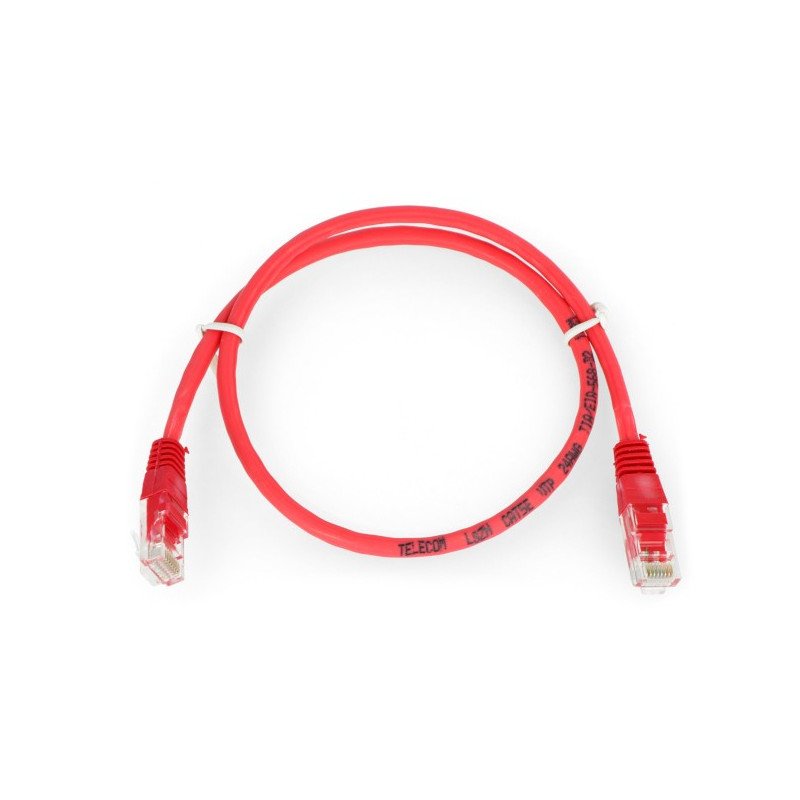 Síťový kabel Ethernet Patchcord UTP 5e 0,5 m - červený