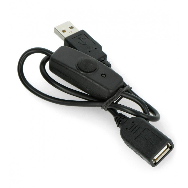 Prodlužovací kabel USB A - A s vypínačem, černý - 0,5 m