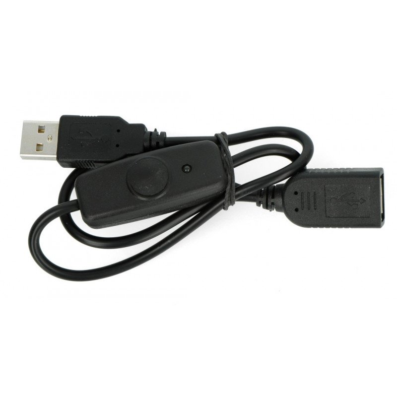 Prodlužovací kabel USB A - A s vypínačem, černý - 0,5 m