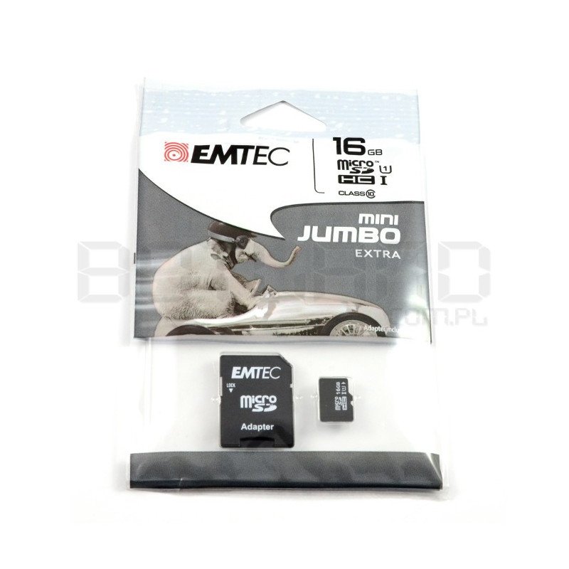 Paměťová karta EMTEC micro SD / SDHC 16 GB třídy 10 s adaptérem
